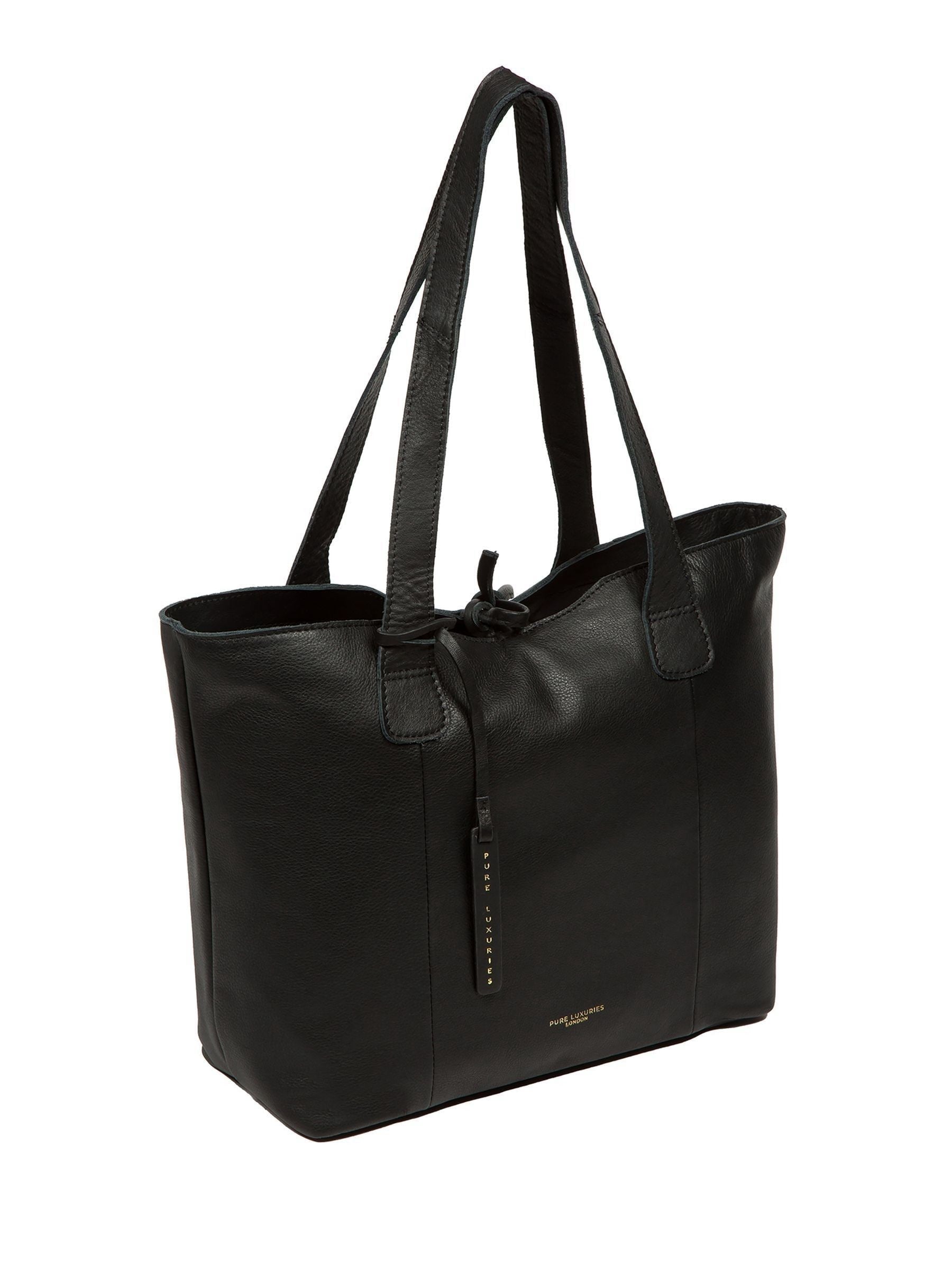 Pure Luxuries London black leather Windsor tote bag (British brand)
