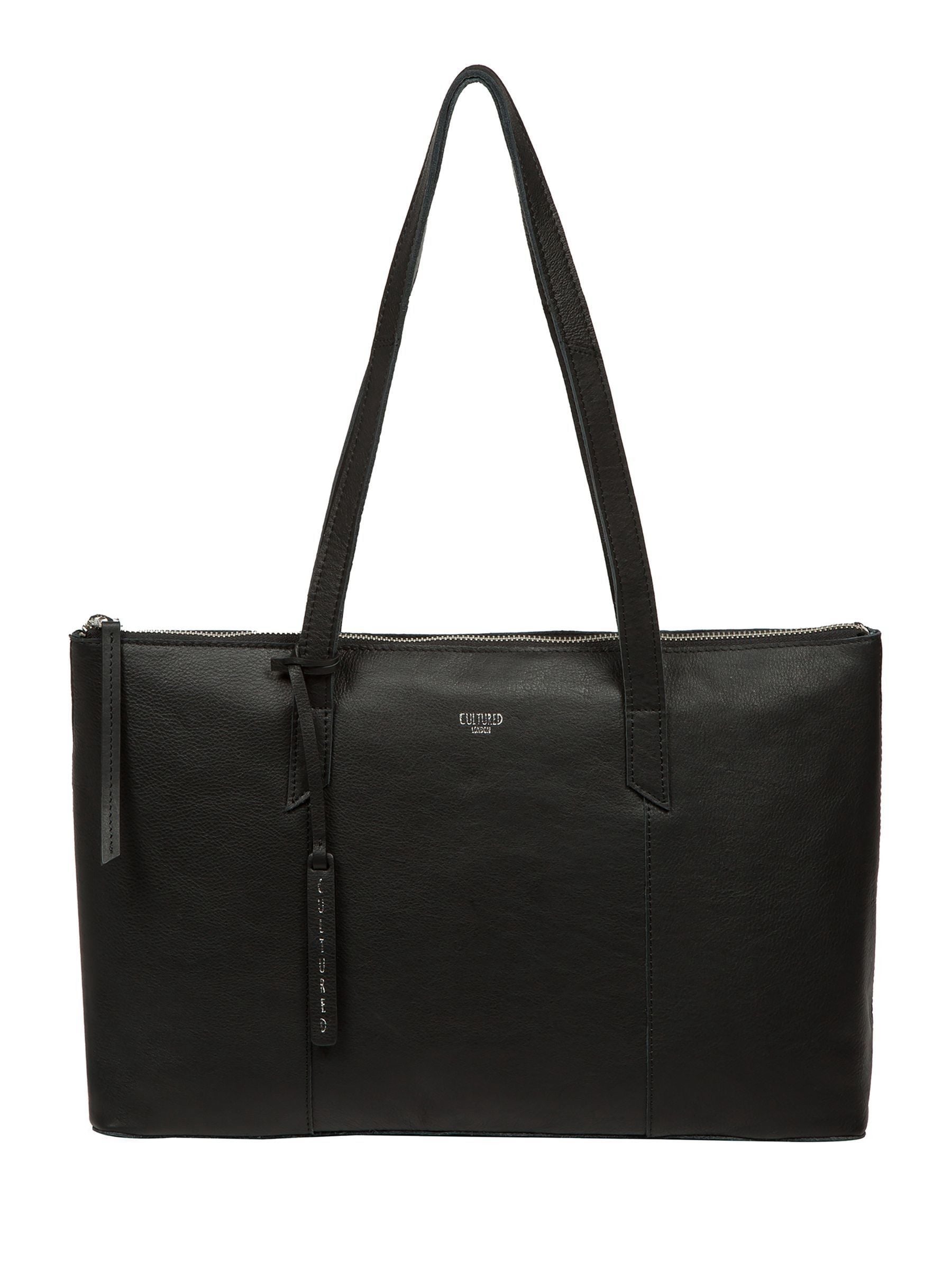 Cultured London Marlowe leather tote bag with silver fittings - British product