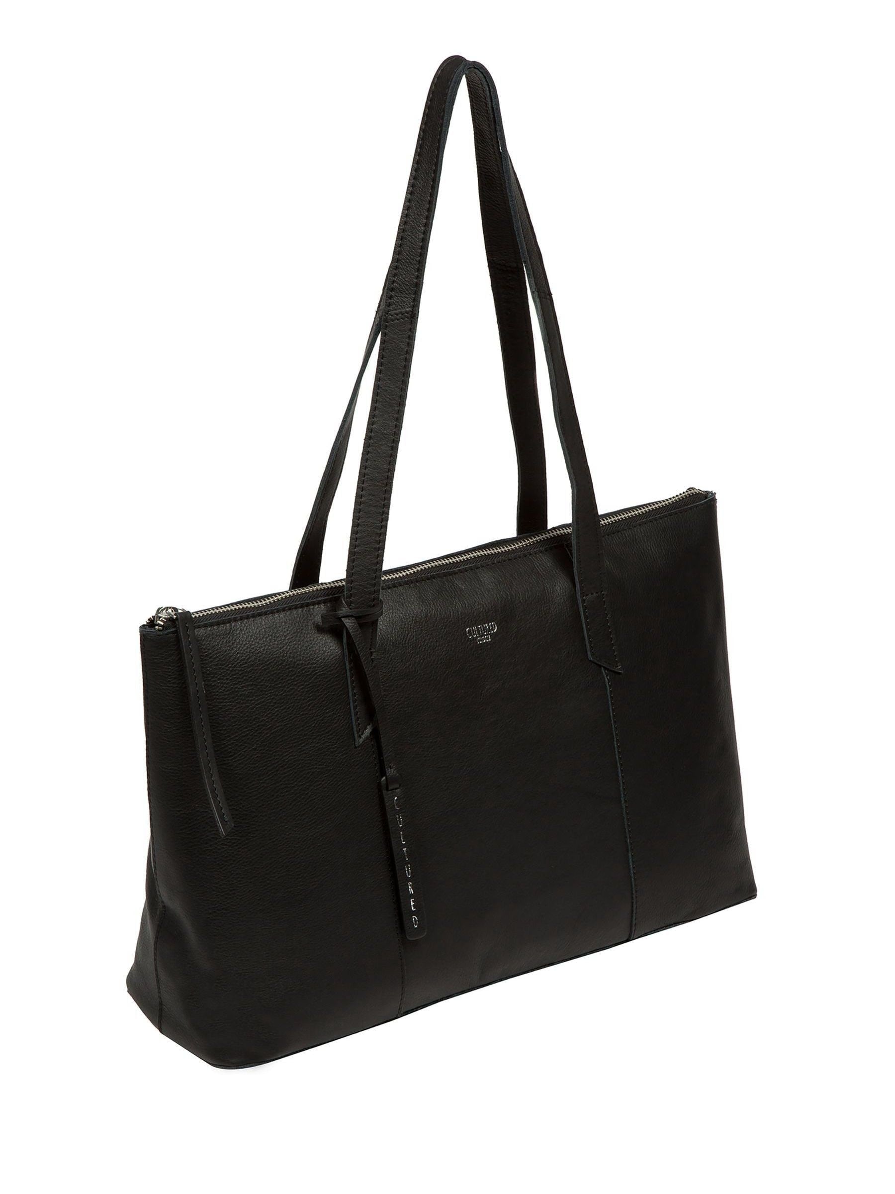 Cultured London Marlowe leather tote bag with silver fittings - British product