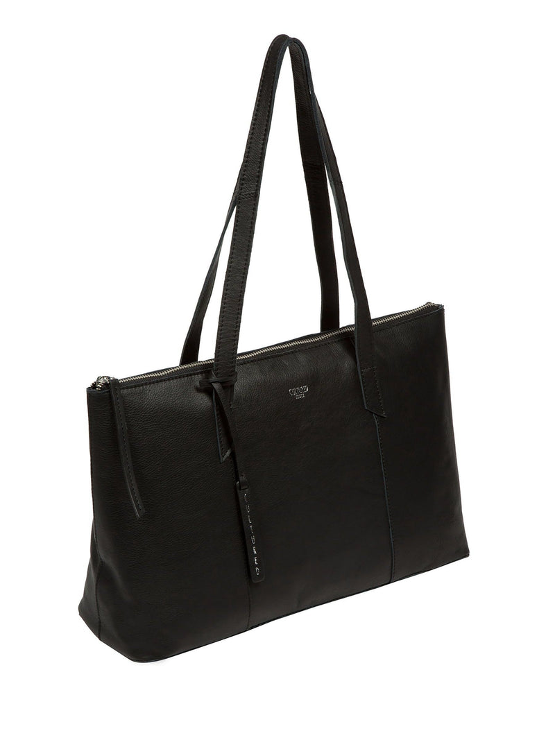 Cultured London Marlowe leather tote bag with silver fittings - British product