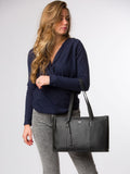 Cultured London Marlowe leather tote bag with silver fittings - British product