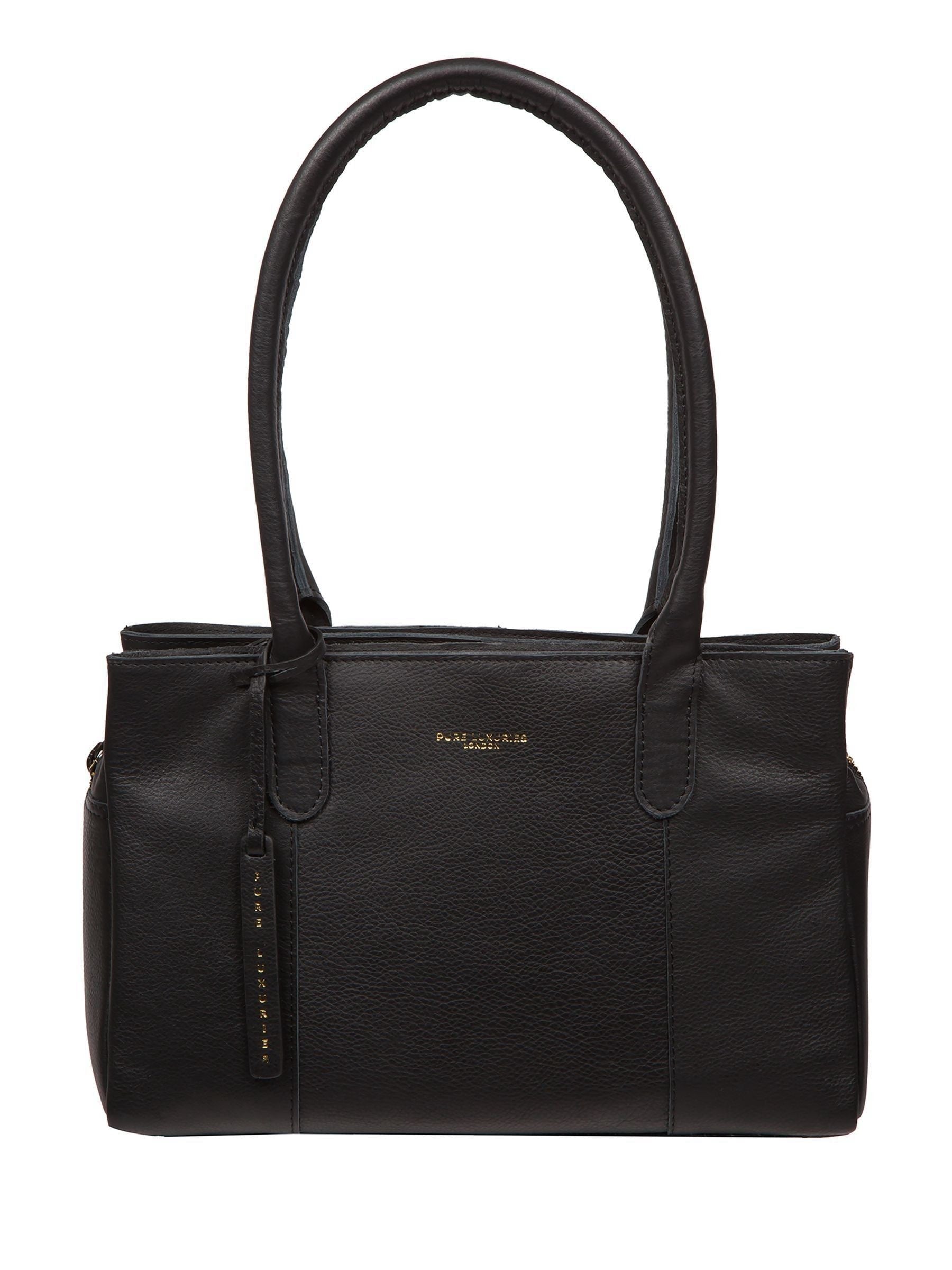 Pure Luxuries London Black Filton Leather Handbag, imported from the UK