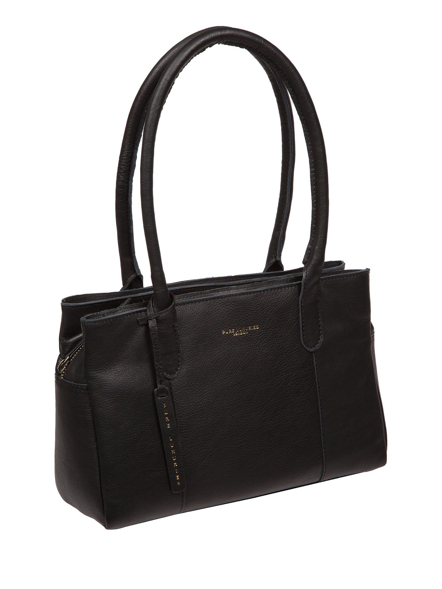Pure Luxuries London Black Filton Leather Handbag, imported from the UK