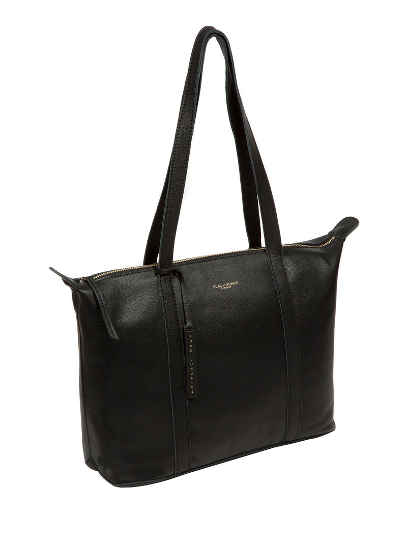 Pure Luxuries London Black Alcester leather tote bag - British product