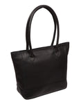 Cultured London black leather Sabine tote bag, imported from the UK