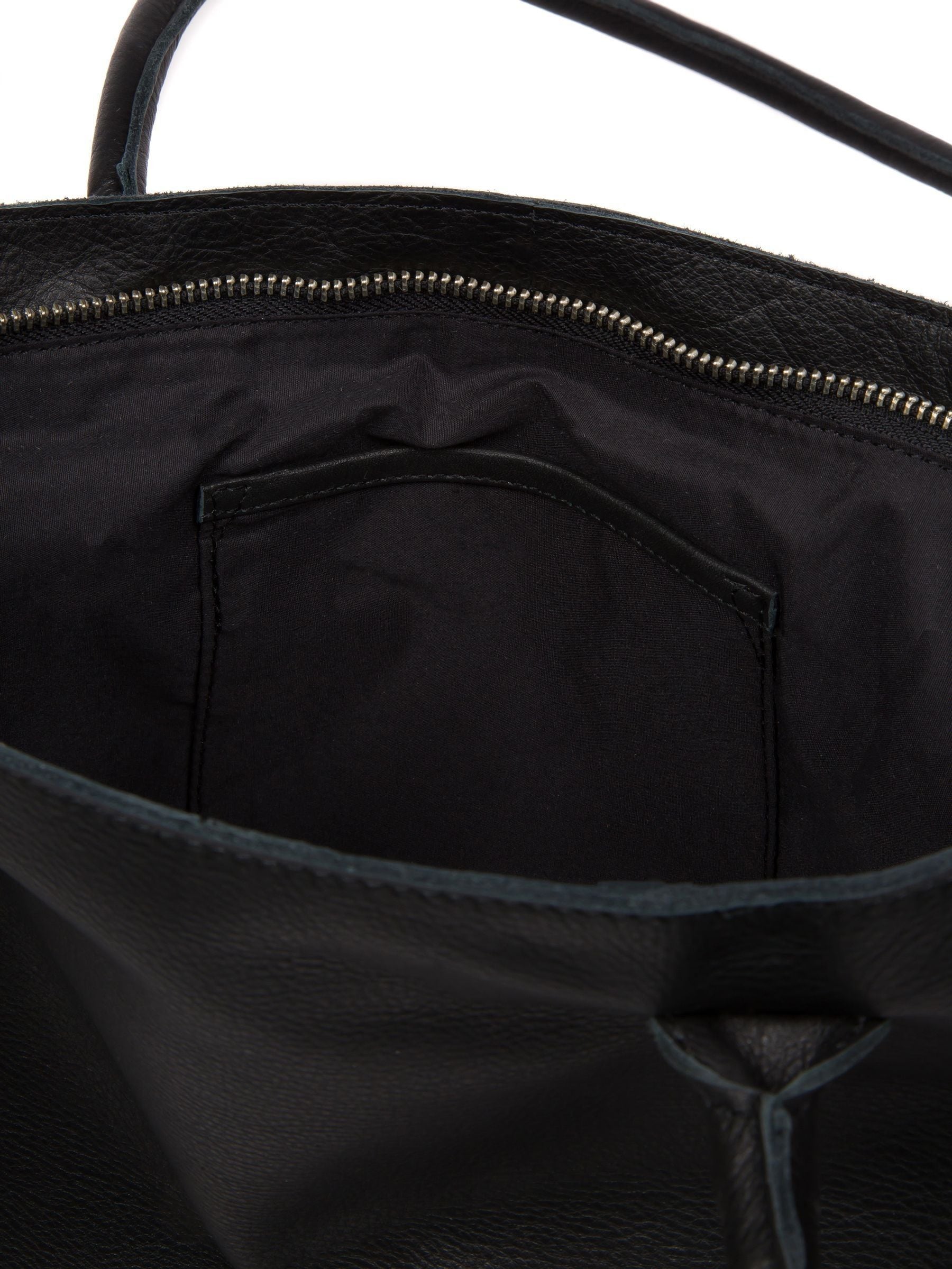 Cultured London black leather Sabine tote bag, imported from the UK