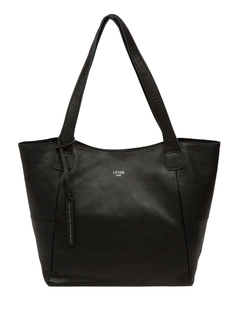 Cultured London black leather Cami tote bag - British product