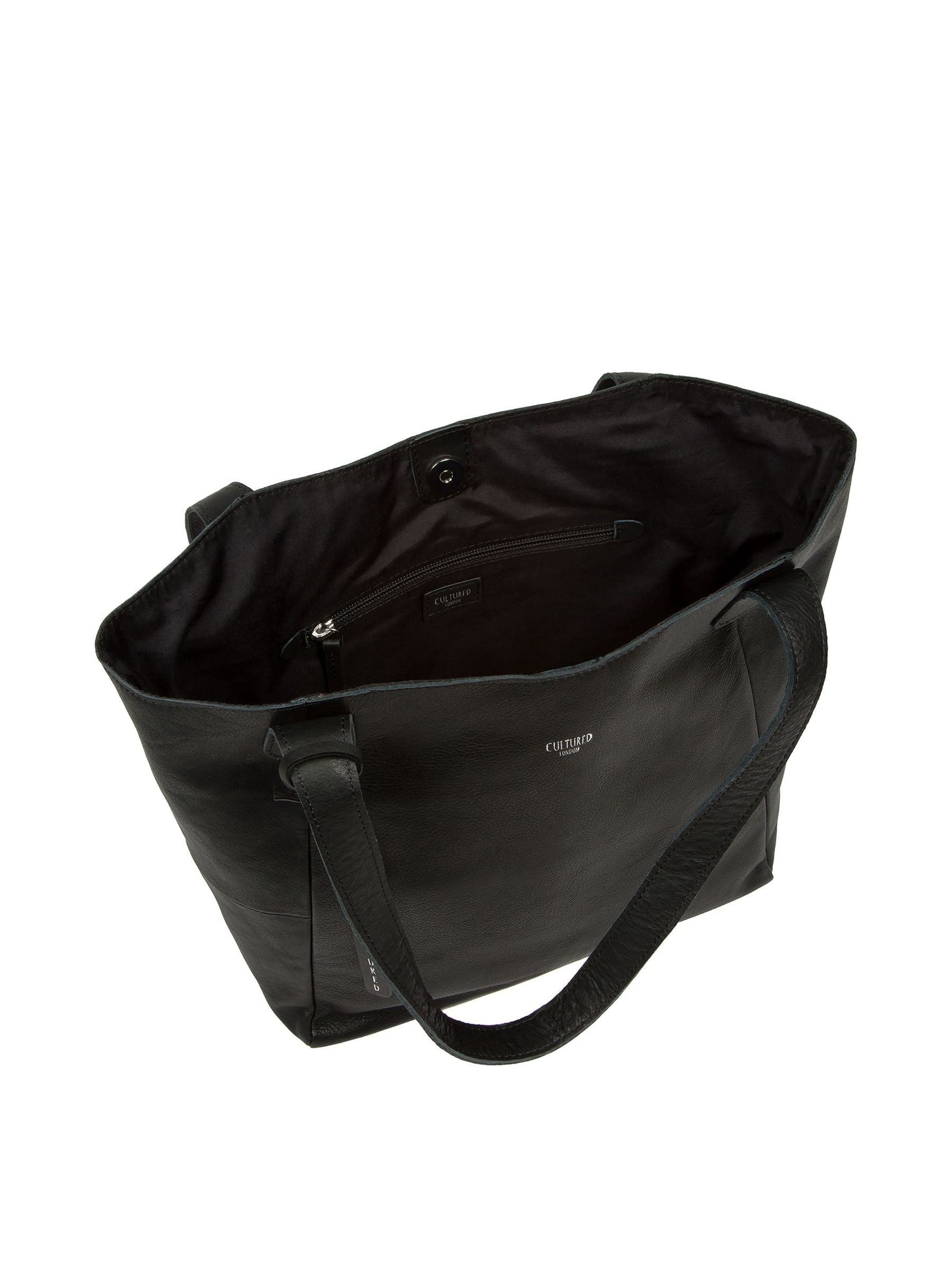 Cultured London black leather Cami tote bag - British product