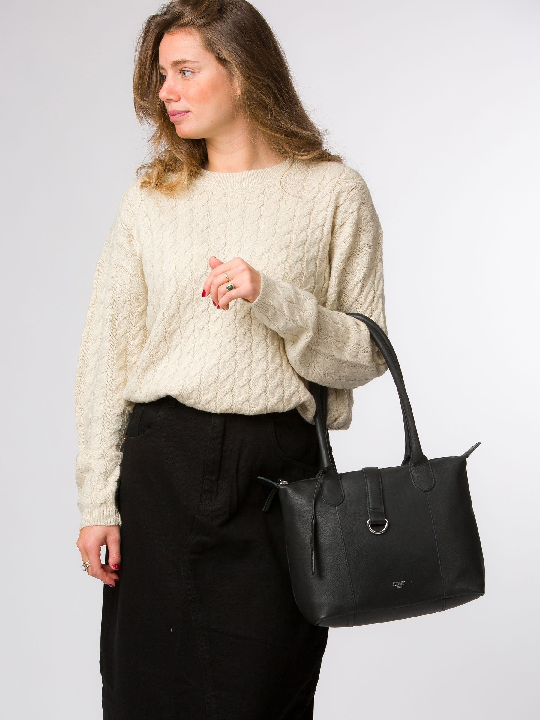 Cultured London Black Uma leather tote bag, UK version