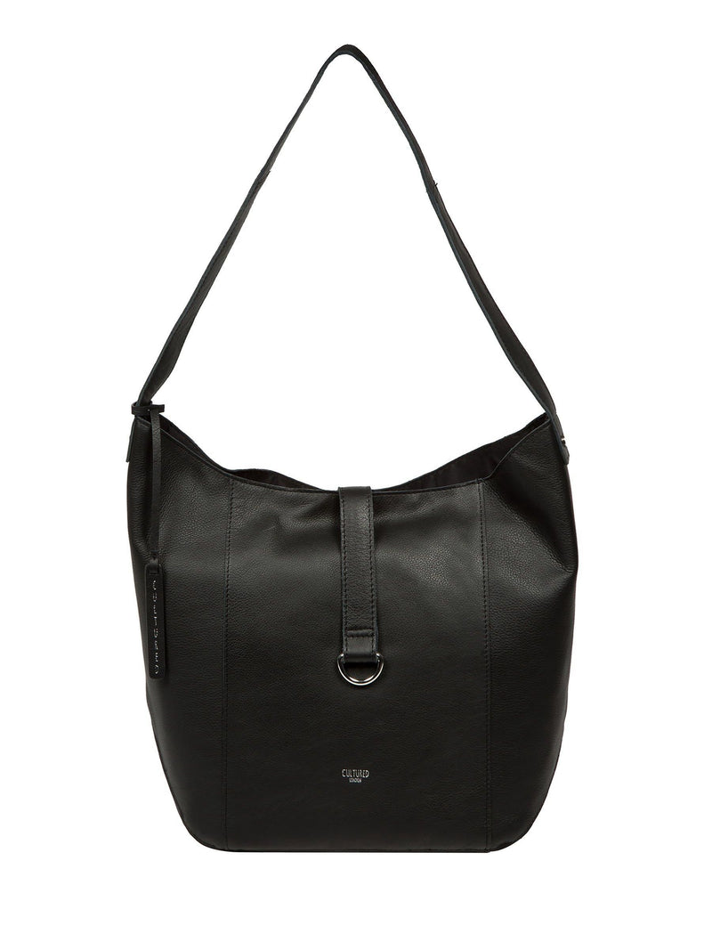 Cultured London Black Leilani Shoulder Bag 29x38x11cm, imported from the UK