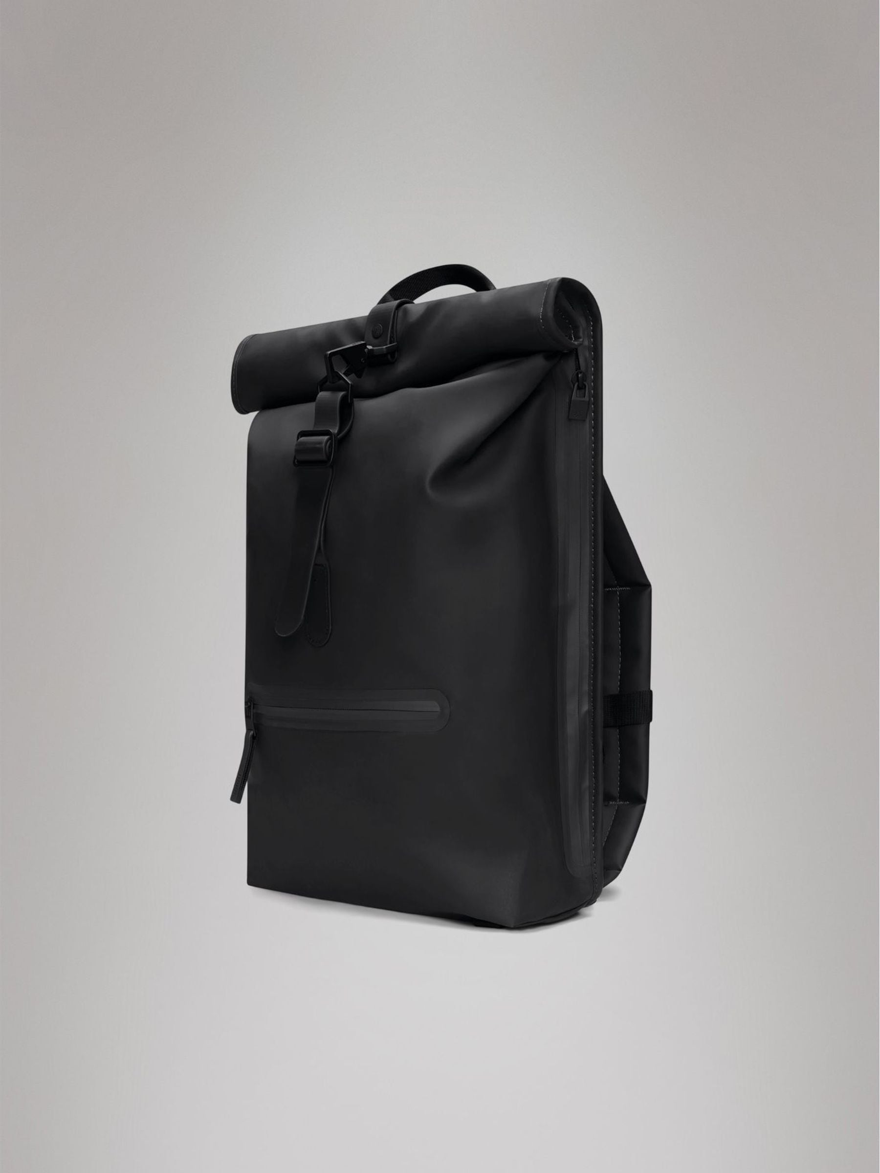 Rains Black Rolltop Waterproof Rucksack backpack, UK version