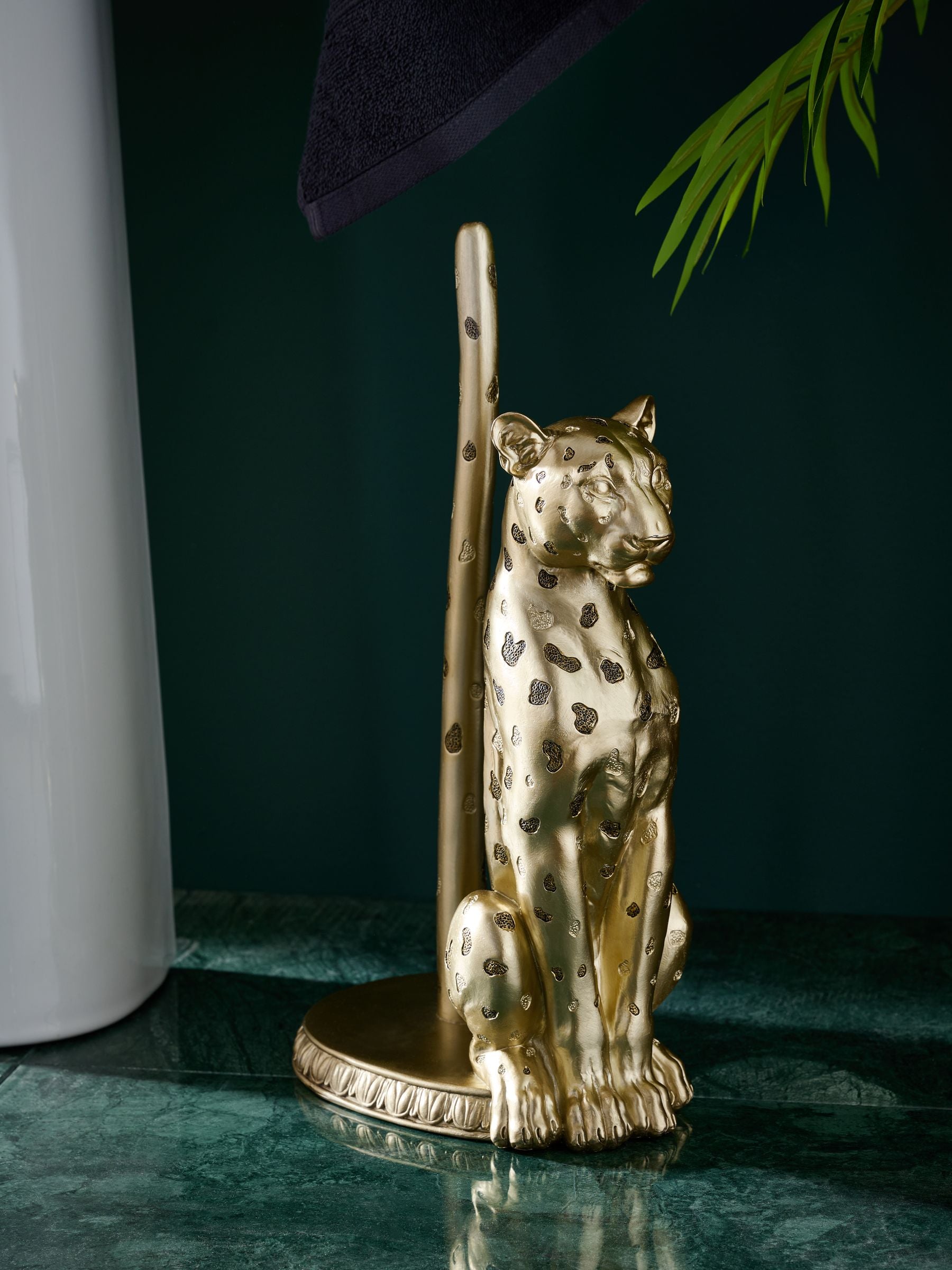 Gold Cheetah Floor Standing Toilet Roll Holder
