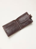 FatFace chocolate brown contrast stitch leather wallet, imported from the UK