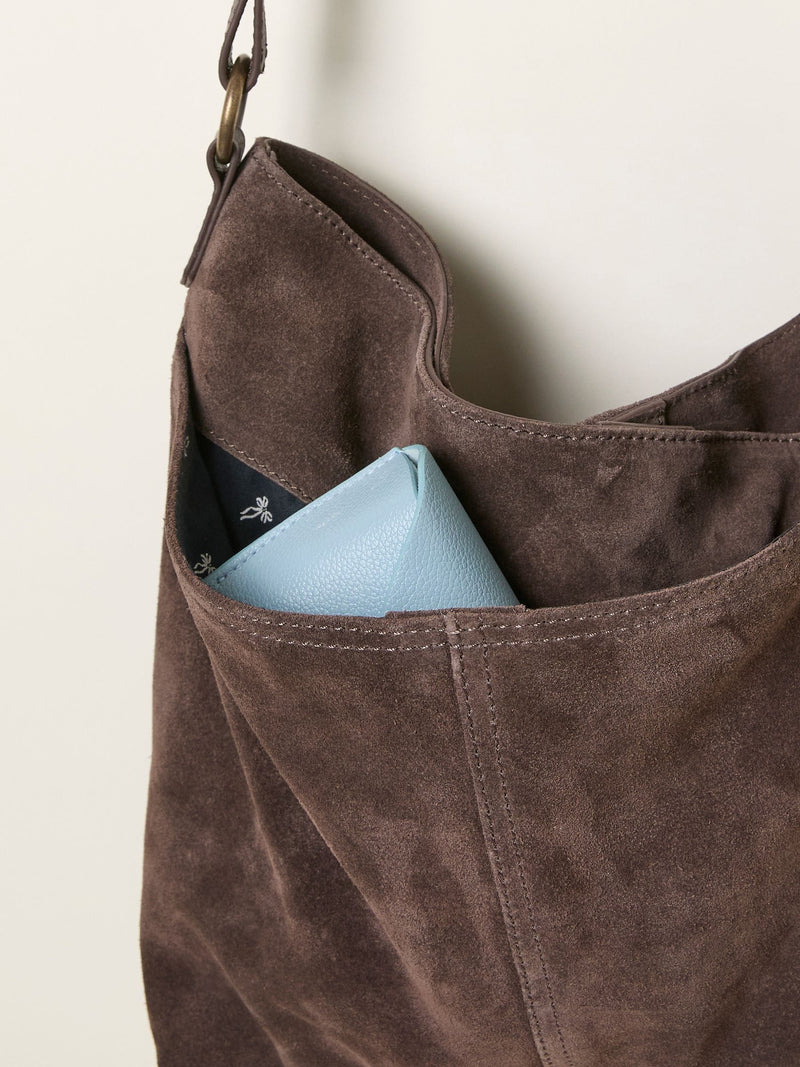 FatFace shoulder bag chocolate brown suede, imported from the UK