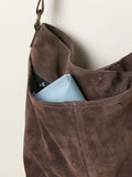 FatFace shoulder bag chocolate brown suede, imported from the UK