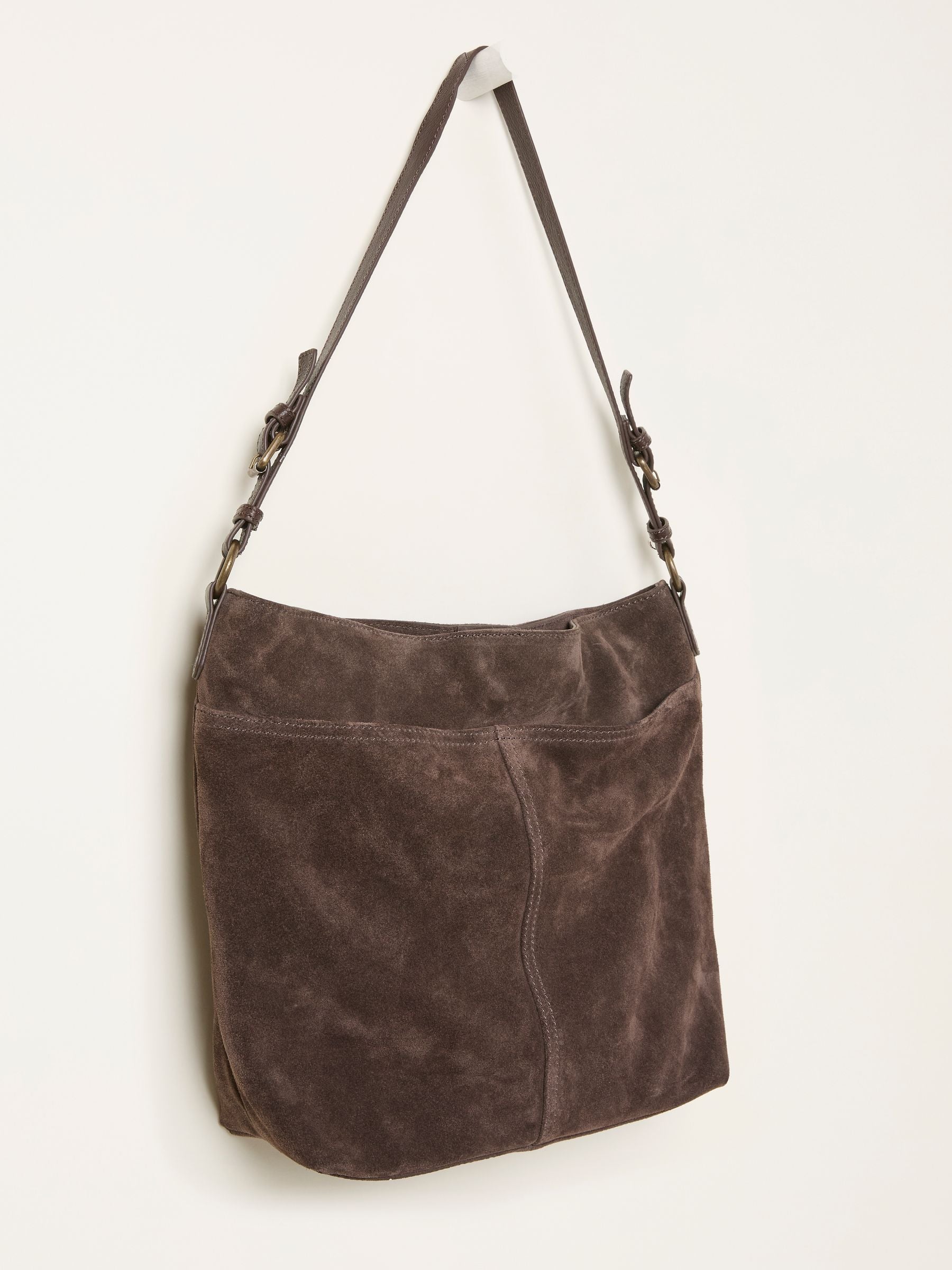 FatFace shoulder bag chocolate brown suede, imported from the UK