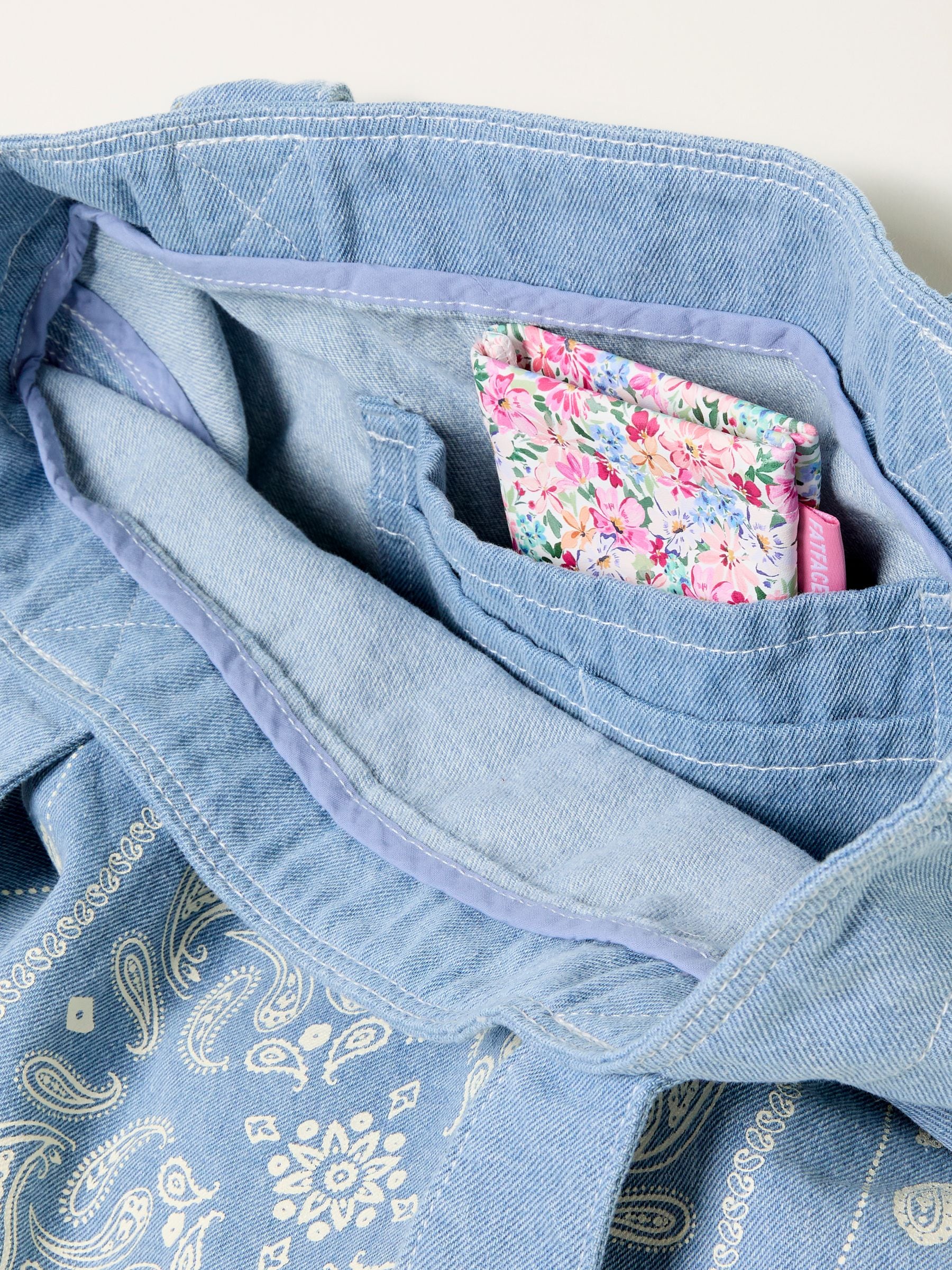 FatFace denim blue bandana print tote bag, UK version