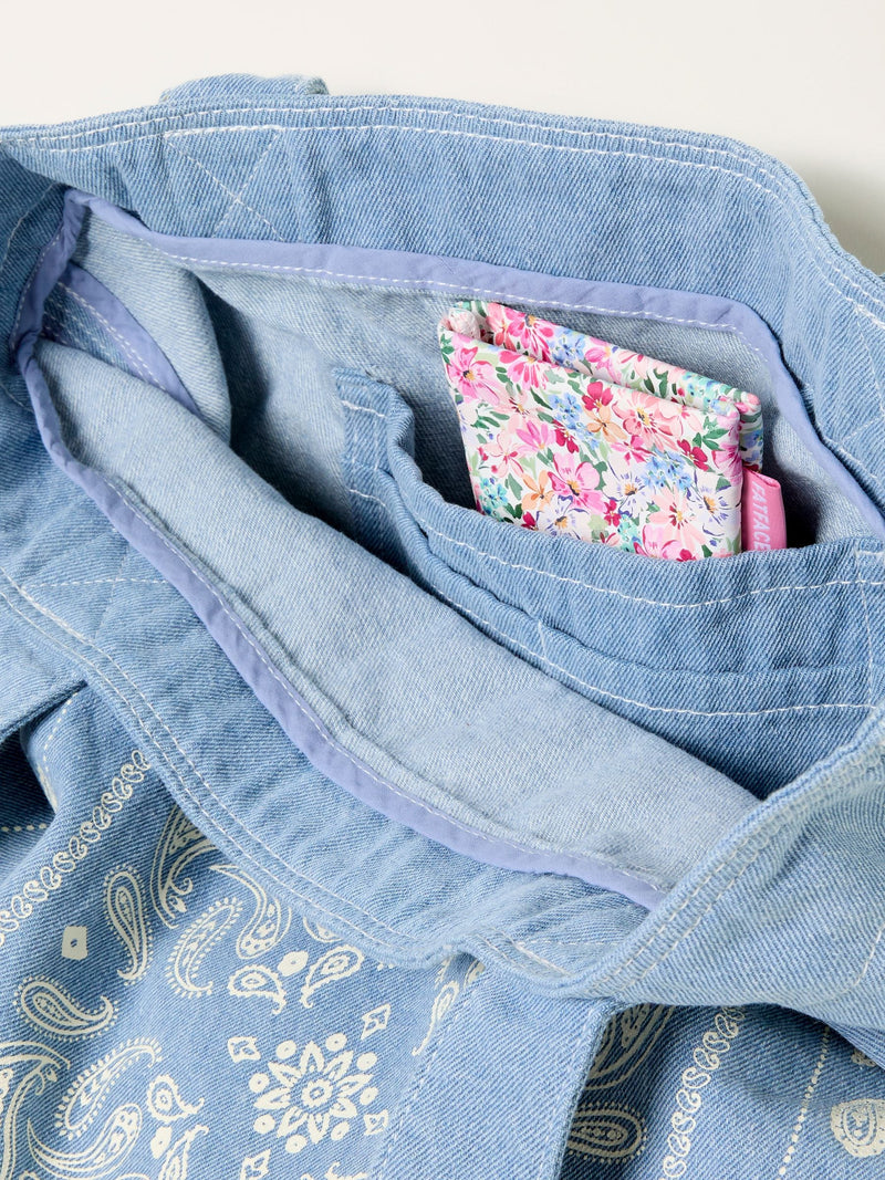 FatFace denim blue bandana print tote bag, UK version