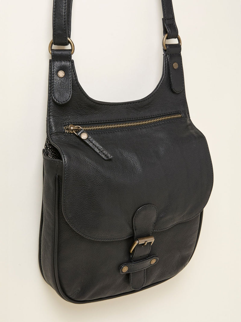 FatFace Anna Black Oiled crossbody bag, 43cm height (British brand)