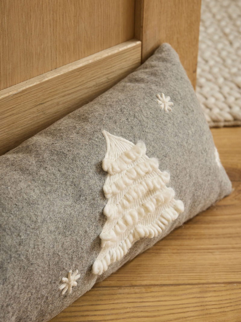 Grey Embroidered Christmas Tree Draught Excluder, UK version