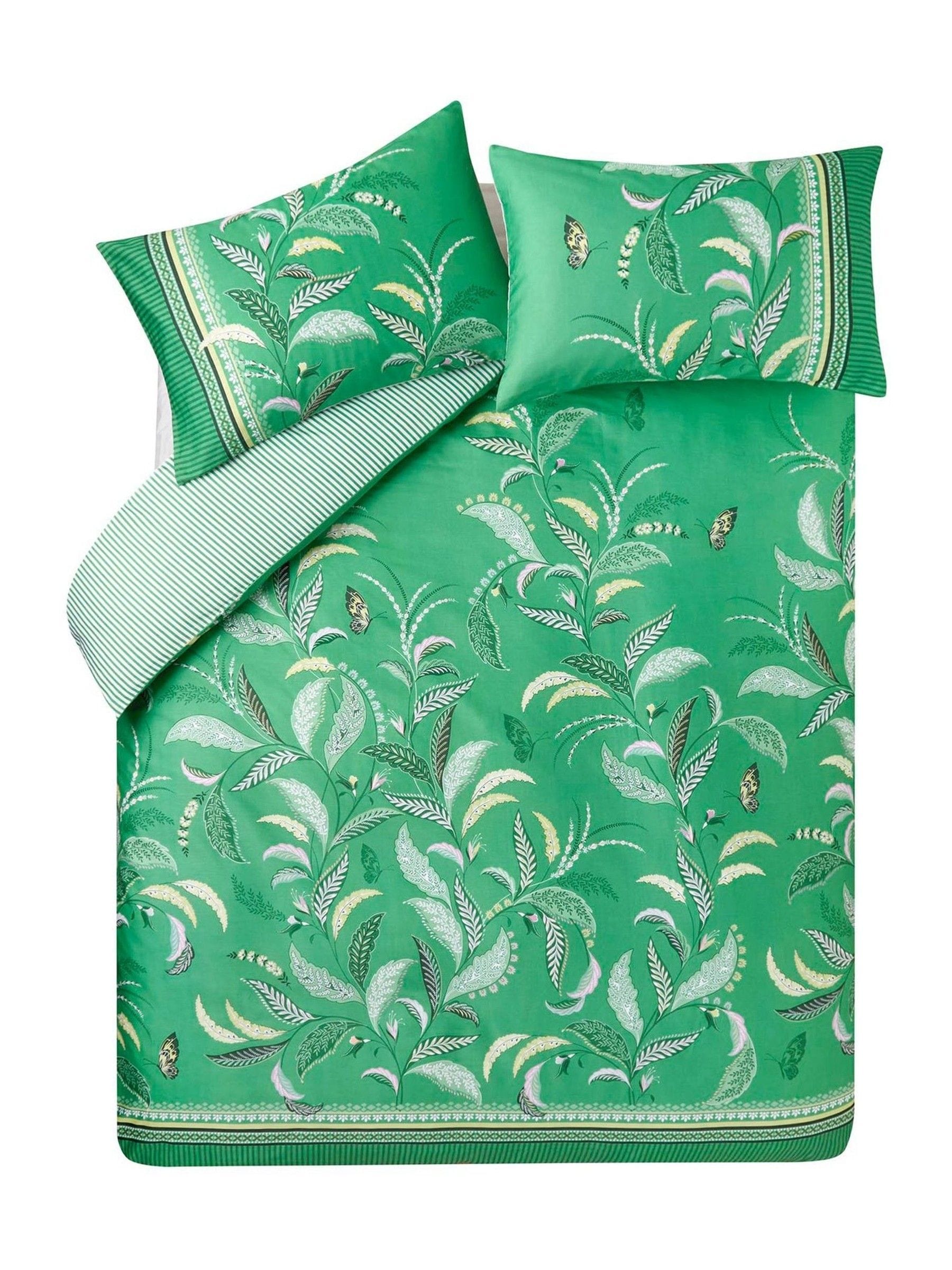 Sara Miller London Spring Green Fern Garden duvet cover and pillowcase set (British brand)