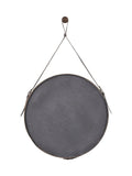 Pacific Lifestyle dark brown leather frame round wall mirror 101cm x 60cm, imported from the UK
