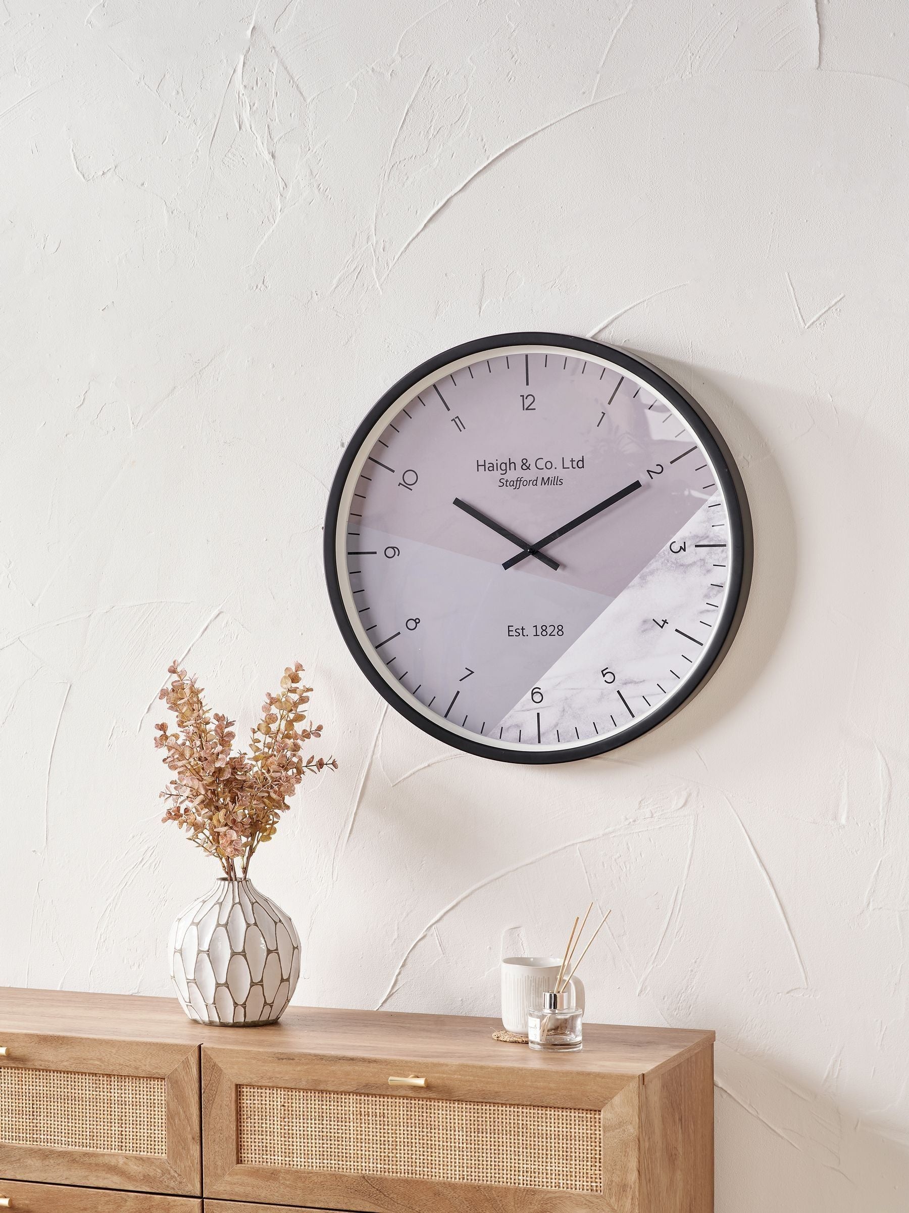 Pacific Lifestyle black metal wall clock 60cm (British brand)