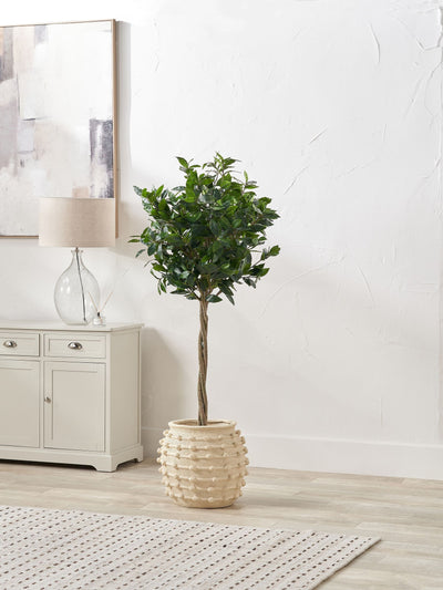 Next Pacific Lifestyle Große dekorative gerippte Vase aus cremefarbenem Fibrestone – Jetzt bei McGrocer online kaufen
