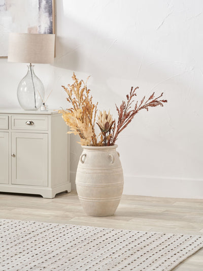 Next Pacific Lifestyle Große dekorative Fibrestone-Vase mit großen Griffen in Grau - 56cm x 37cm x 37cm – Jetzt bei McGrocer online kaufen