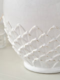 Pacific Lifestyle white leaf detail stoneware vase, imported from the UK