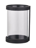 Pacific Lifestyle black ribbed metal and clear glass hurricane, imported from the UK