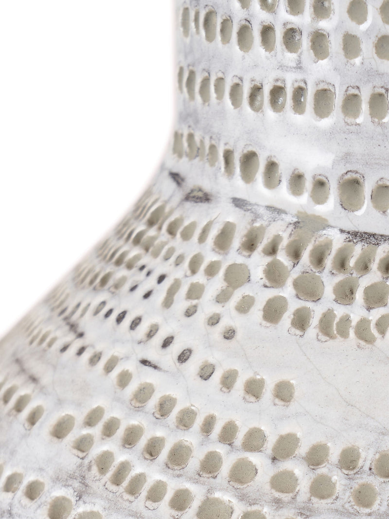 Pacific Lifestyle white stoneware dot design vase 30cm, imported from the UK