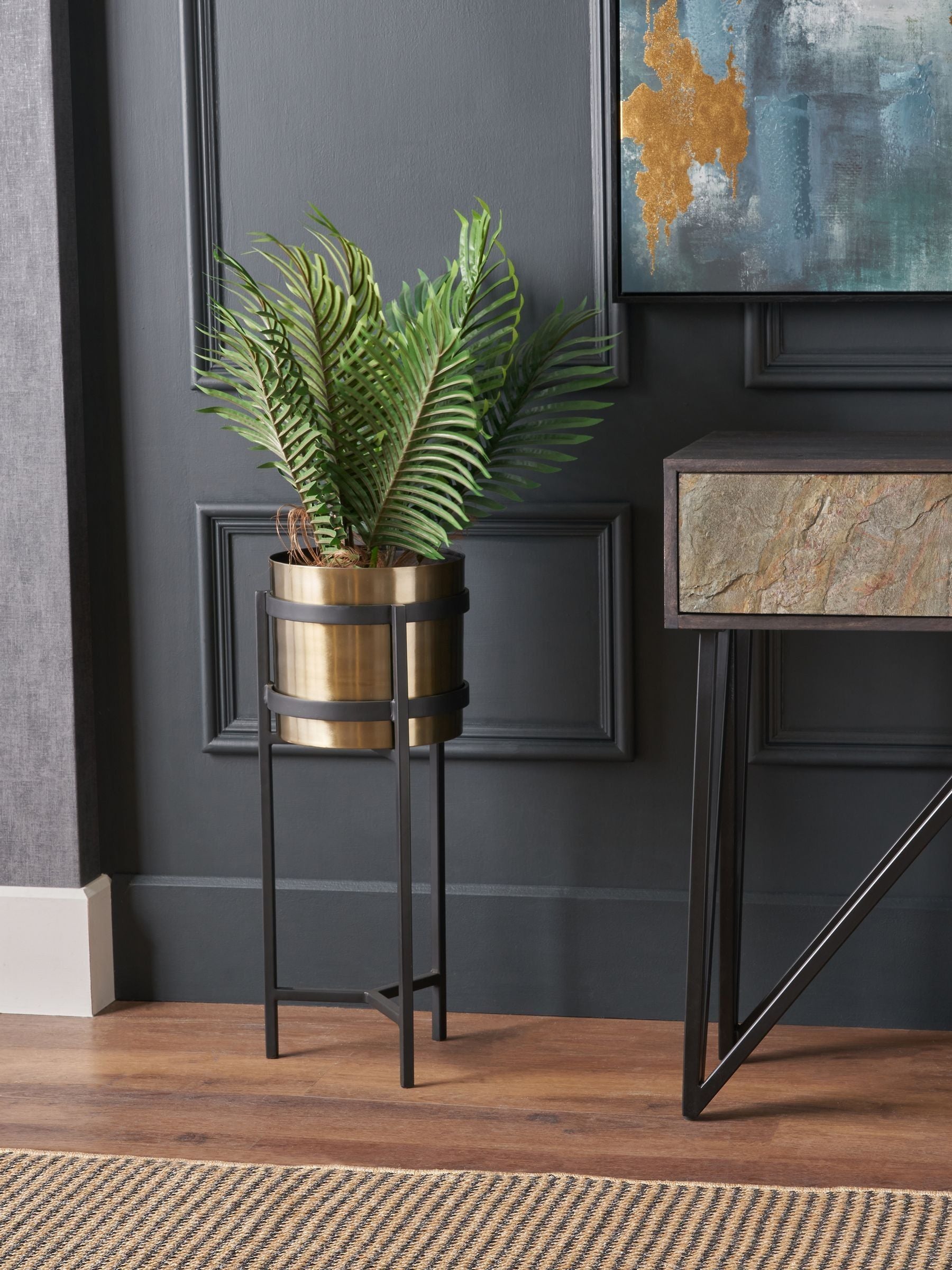 Pacific Lifestyle Black Metal Floor Small Planter