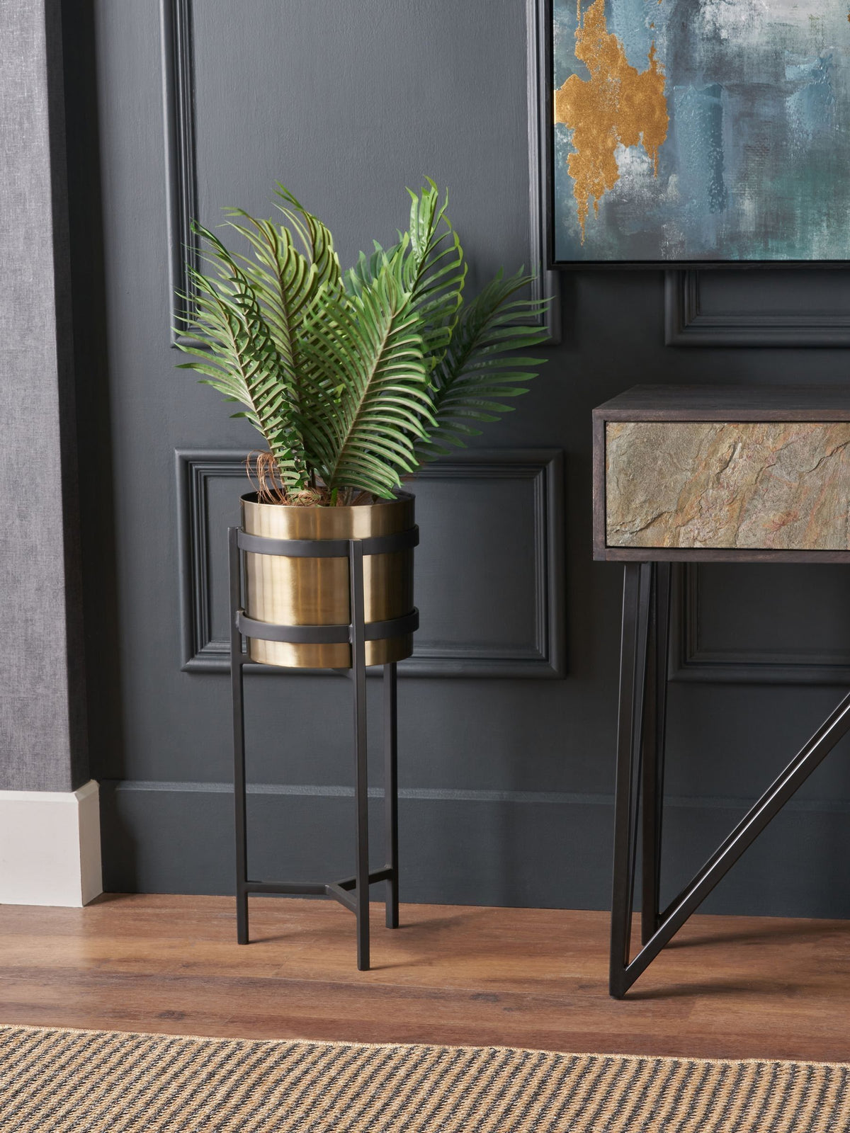 Pacific Lifestyle Black Metal Floor Small Planter