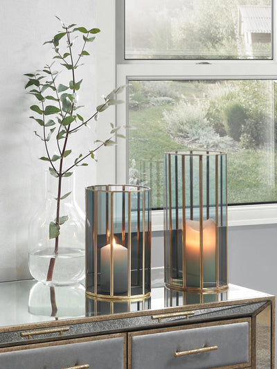 Pacific Lifestyle Brass Glass Panelled Hurricane Lantern