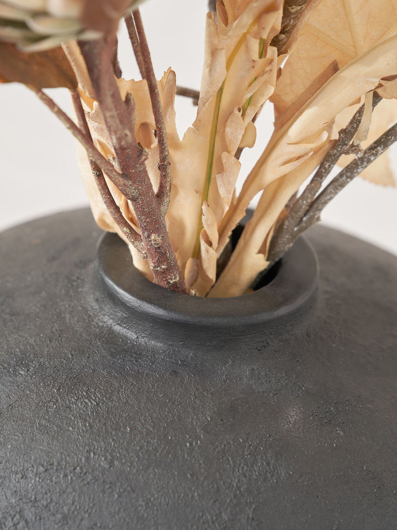 Pacific Lifestyle black fibrestone decorative vase 41cm, imported from the UK