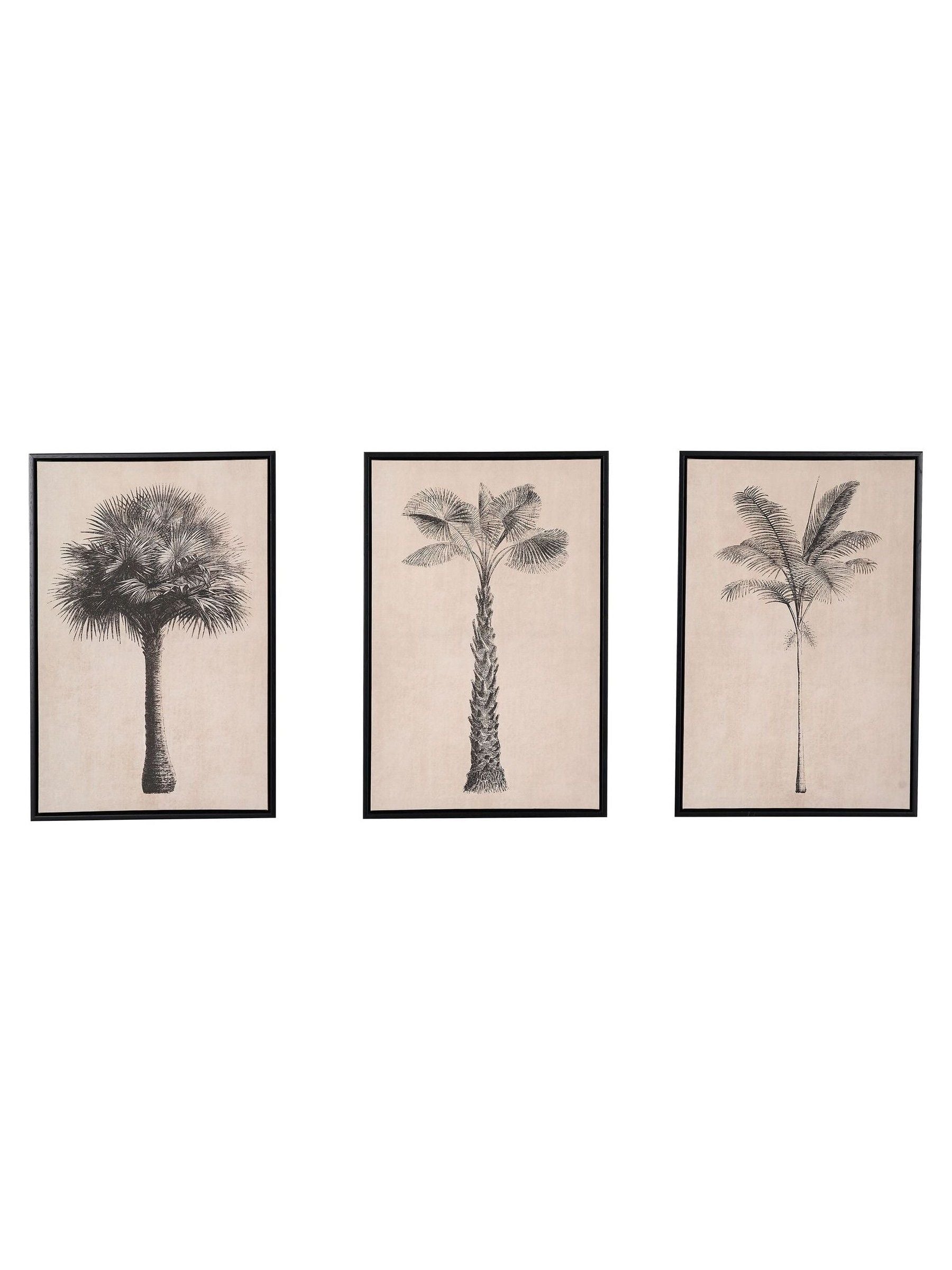 Pacific Lifestyle palm tree print canvas set with black frame 60cm x 40cm, imported from the UK