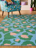 Eleanor Bowmer blue leopard print wool rug - British product