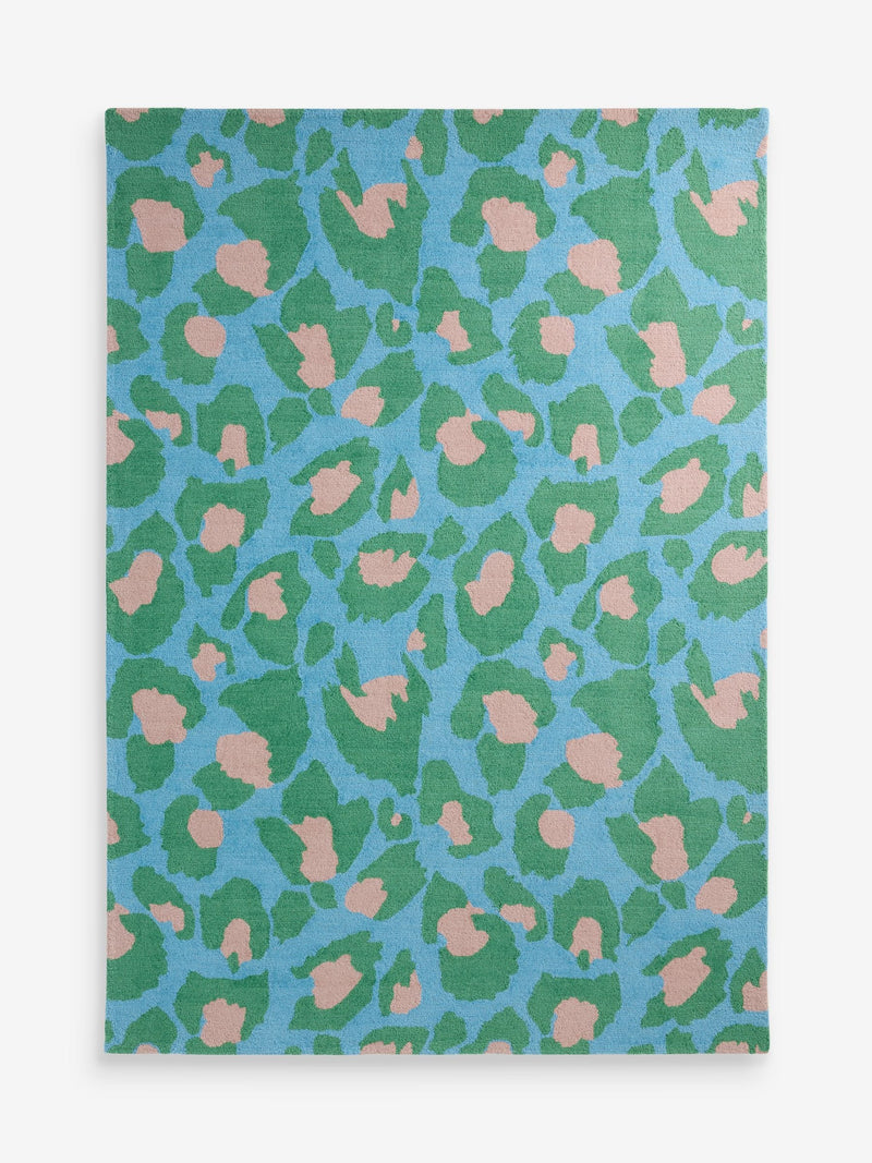 Eleanor Bowmer blue leopard print wool rug - British product