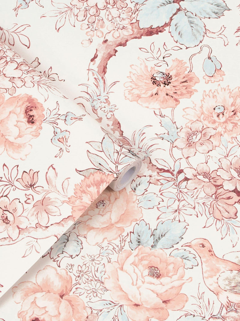 Laura Ashley Birtle blush wallpaper sample A4, UK version