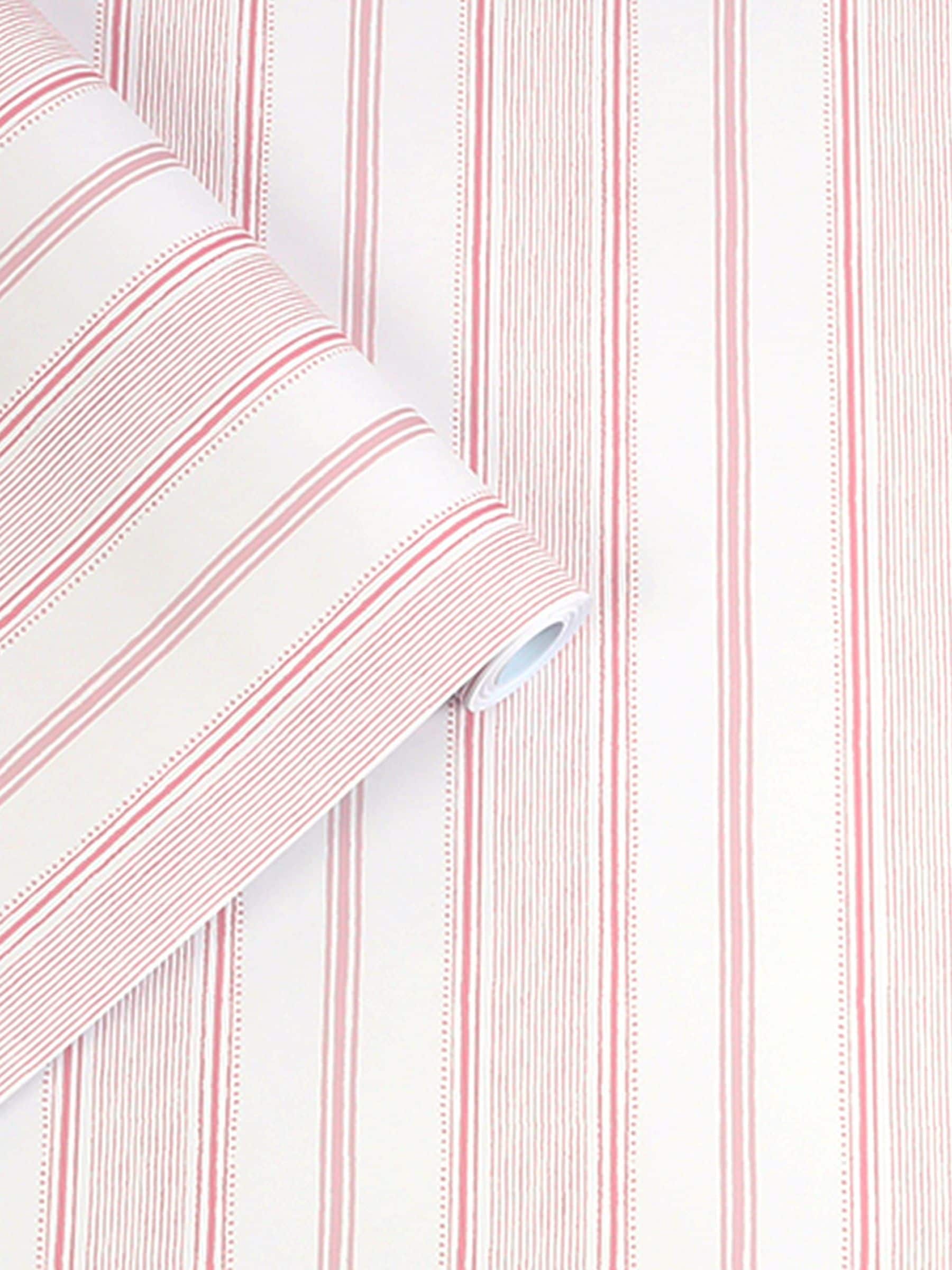 Laura Ashley Heacham Stripe Blush wallpaper sample A4, UK version