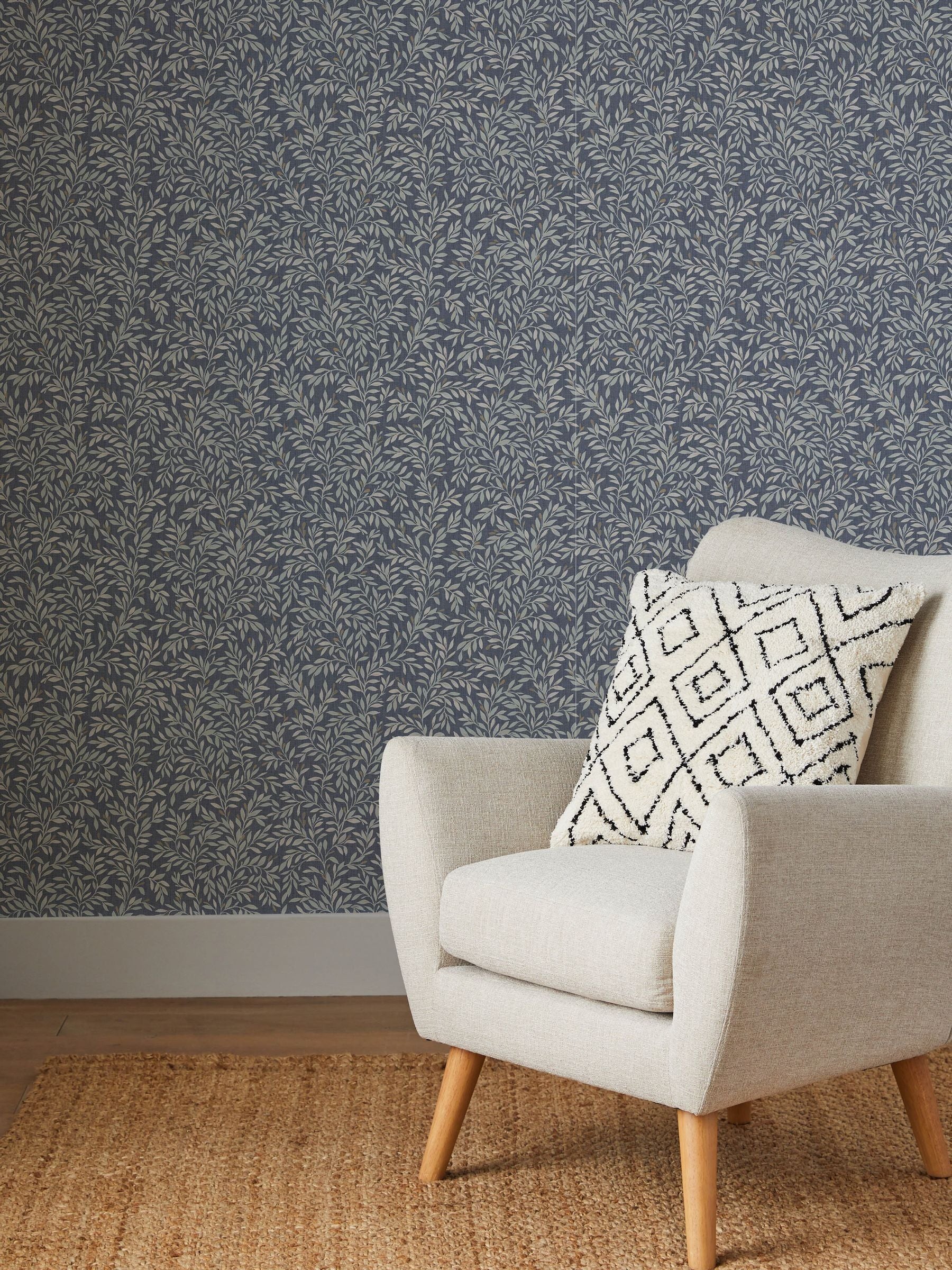 Emerald Ditsy Leaf Navy A4 Wallpaper Sample