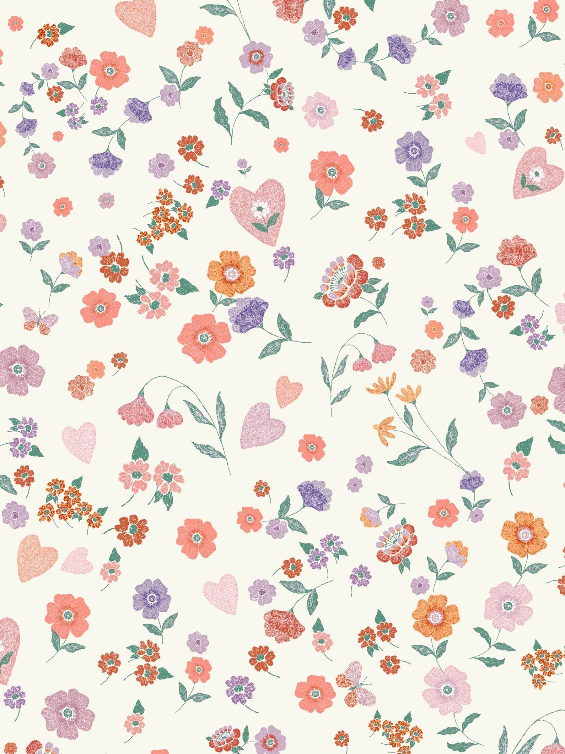 LavenderPeach A4 wallpaper sample ditsy floral lavender peach (British brand)