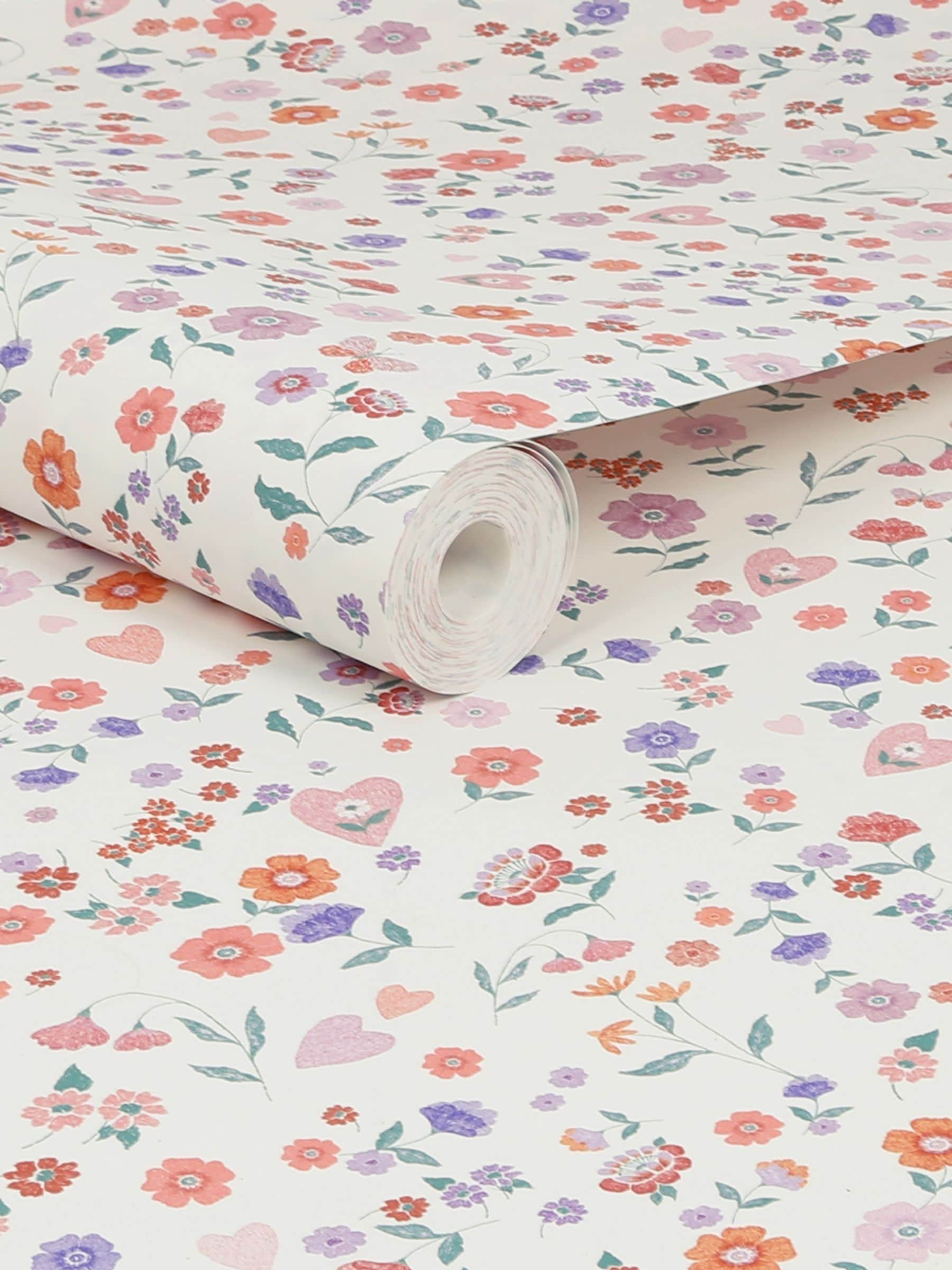 LavenderPeach A4 wallpaper sample ditsy floral lavender peach (British brand)