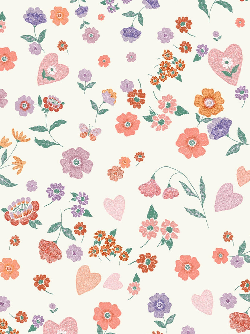 LavenderPeach A4 wallpaper sample ditsy floral lavender peach (British brand)