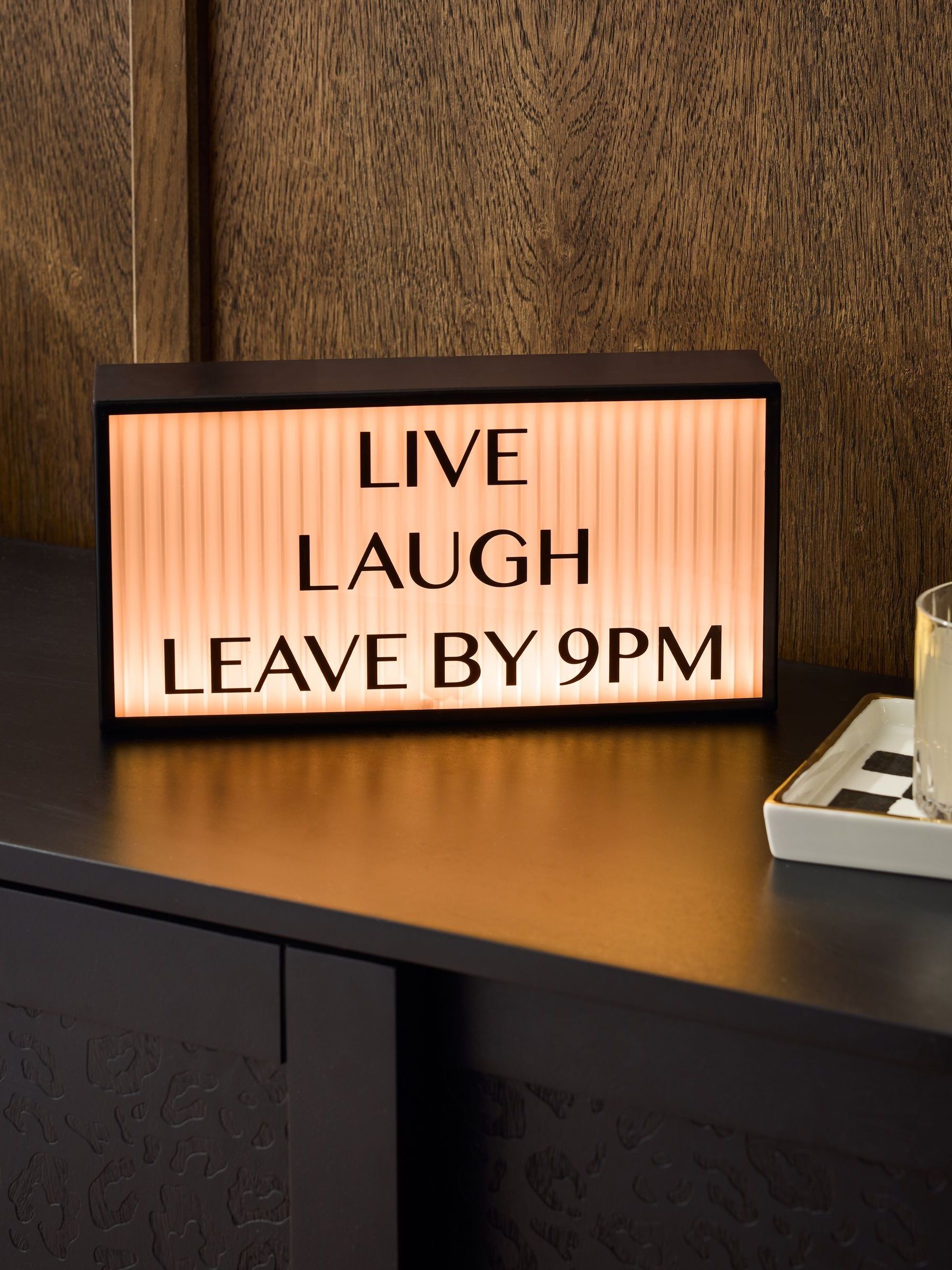 Live Laugh Leave light up box wall art black (British brand)