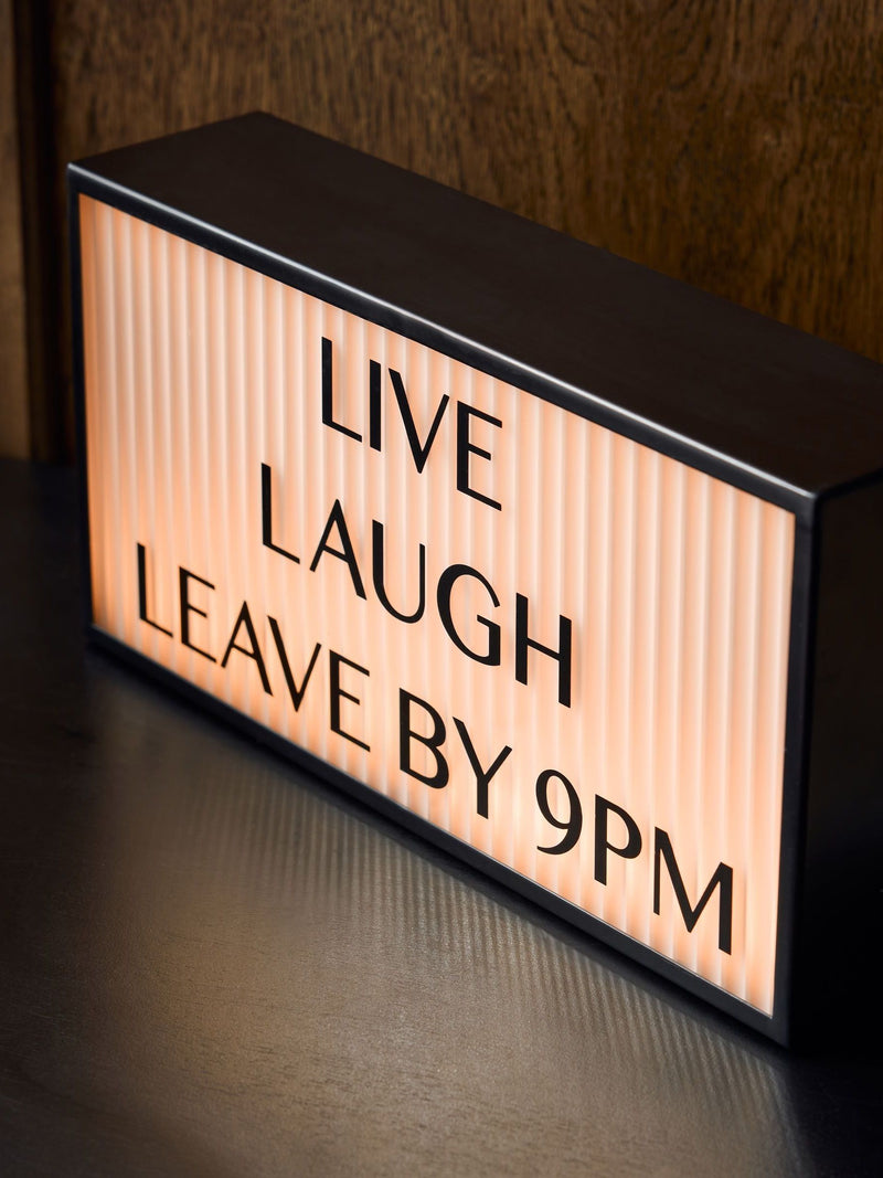 Live Laugh Leave light up box wall art black (British brand)