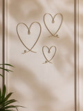 Silver metal wire heart wall art set of 3 (British brand)