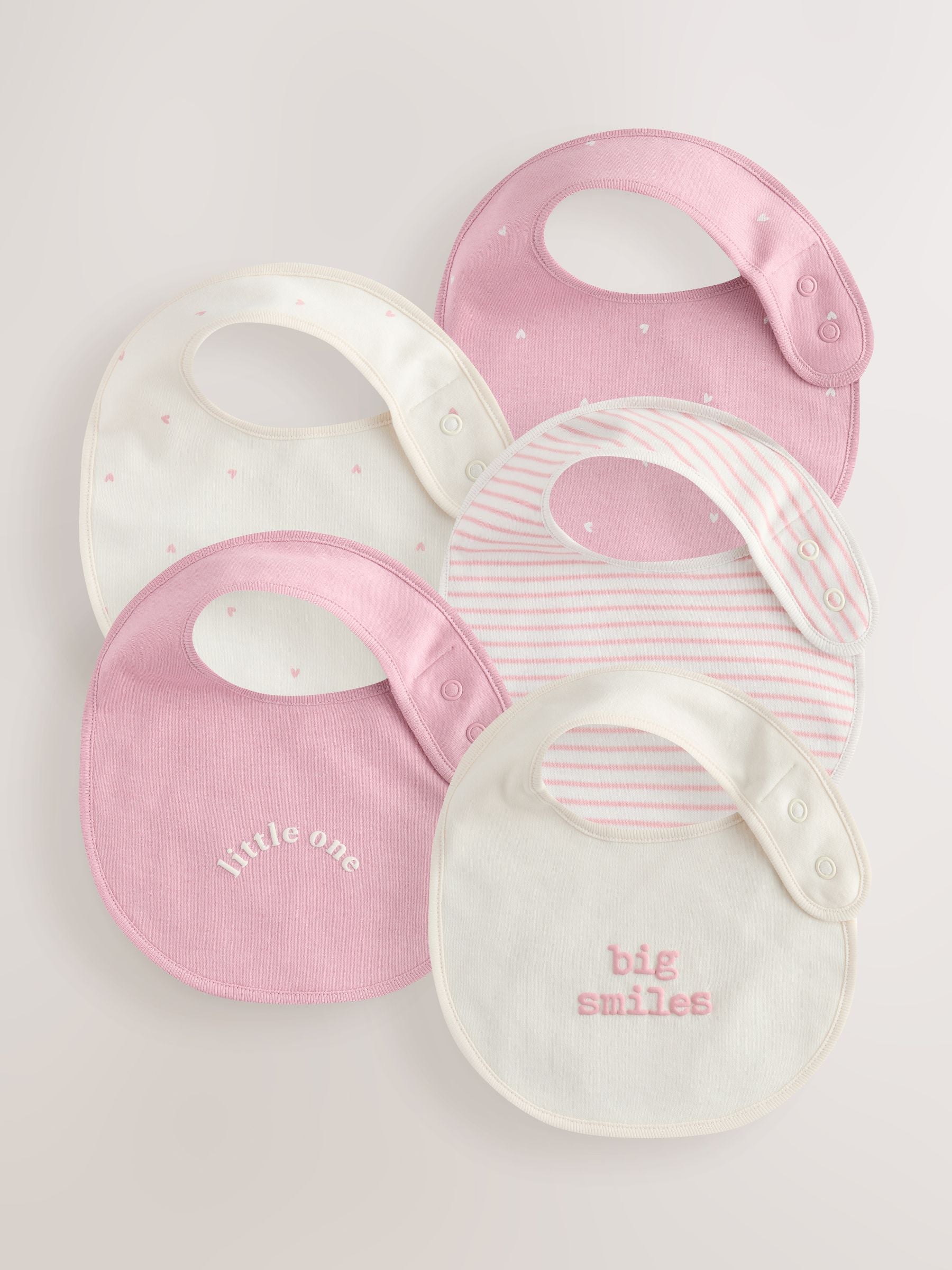 Pink Heart baby bibs 5 pack cotton (British brand)