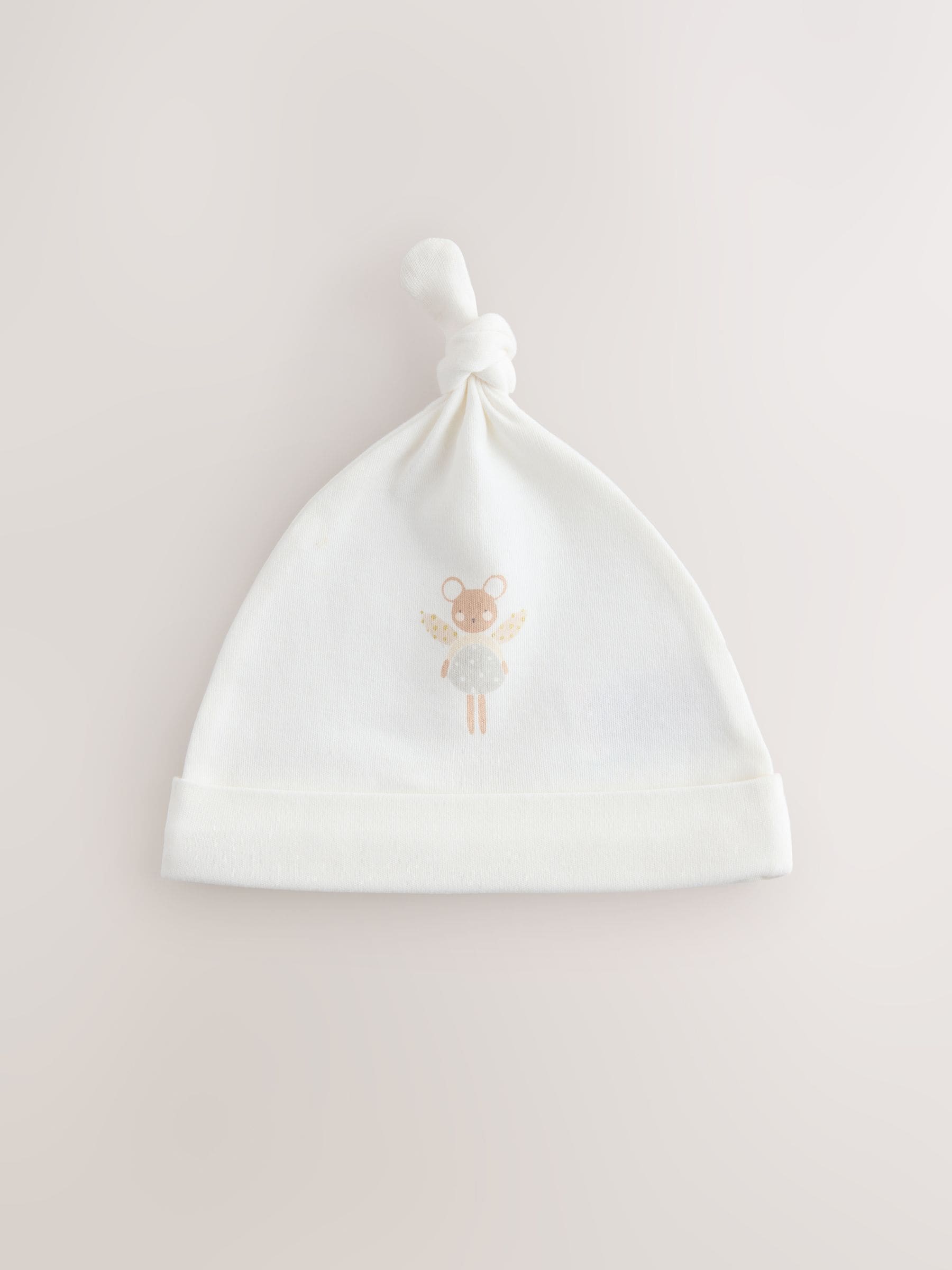 Ecru Fairy Mouse baby beanies 3 pack 0-12mths, UK version